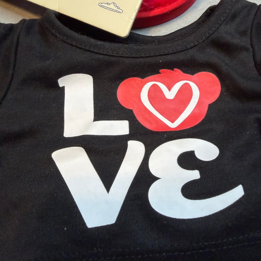 Build-A-Bear Valentine Love Shirt Red Glitter Shoes Fur Boots Heart Headband Lot - Picture 4 of 4